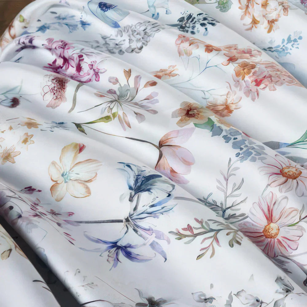 Bettwäsche aus ägyptischer Baumwolle (500 TC) – Grün mit floralem Muster – Floraison Élégante