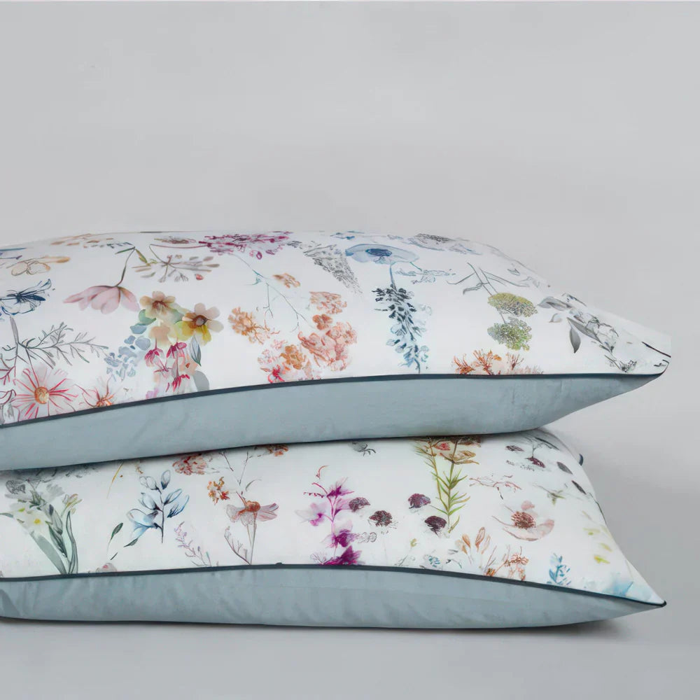 Bettwäsche aus ägyptischer Baumwolle (500 TC) – Grün mit floralem Muster – Floraison Élégante