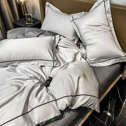 Elmsen Bettwäsche-Set aus ägyptischer Baumwolle, 600 Thread Count | Grau mit Schwarz