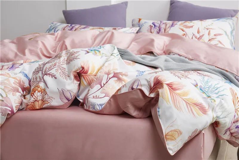 Bettwäsche aus ägyptischer Baumwolle (500 TC) – Rosa mit floralem Muster – Coral Breeze