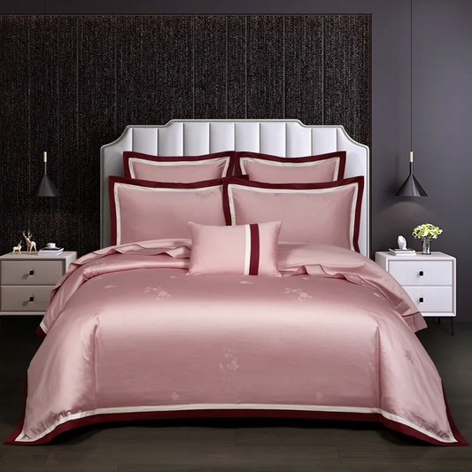 Glanzreich Bettwäsche aus Jacquard-Baumwolle (800 TC) – Rosé