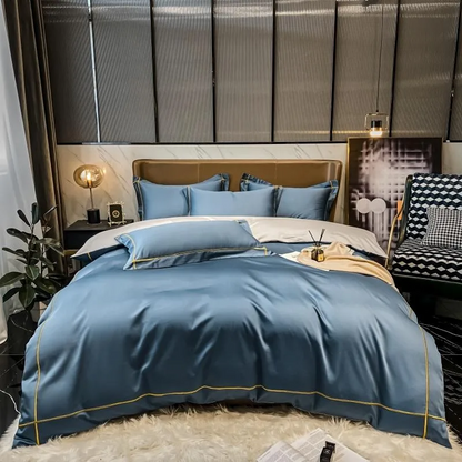 Elmsen Bettwäsche-Set aus ägyptischer Baumwolle, 600 Thread Count | Hellblau