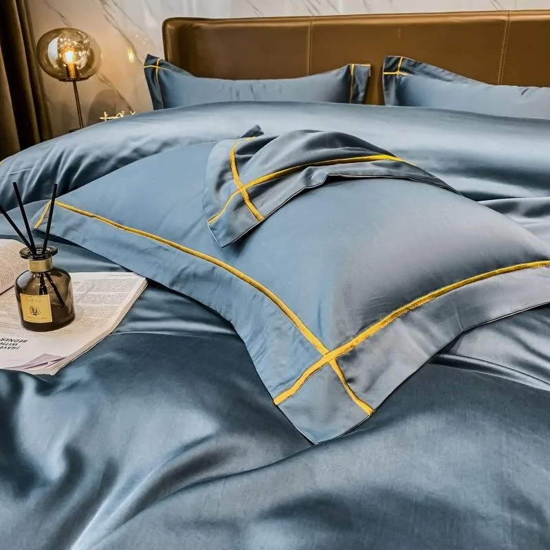 Elmsen Bettwäsche-Set aus ägyptischer Baumwolle, 600 Thread Count | Hellblau